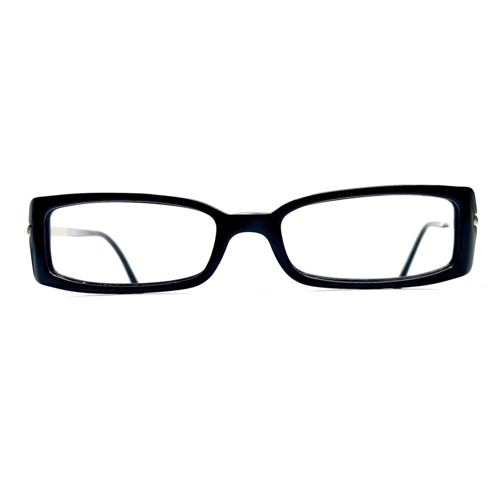 Prada Black Rectangular Glasses Silver Accents Italy 50 16 135